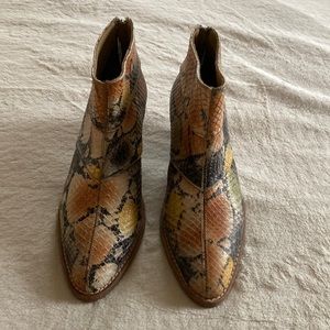 Free People leather snake print bootie in size 7